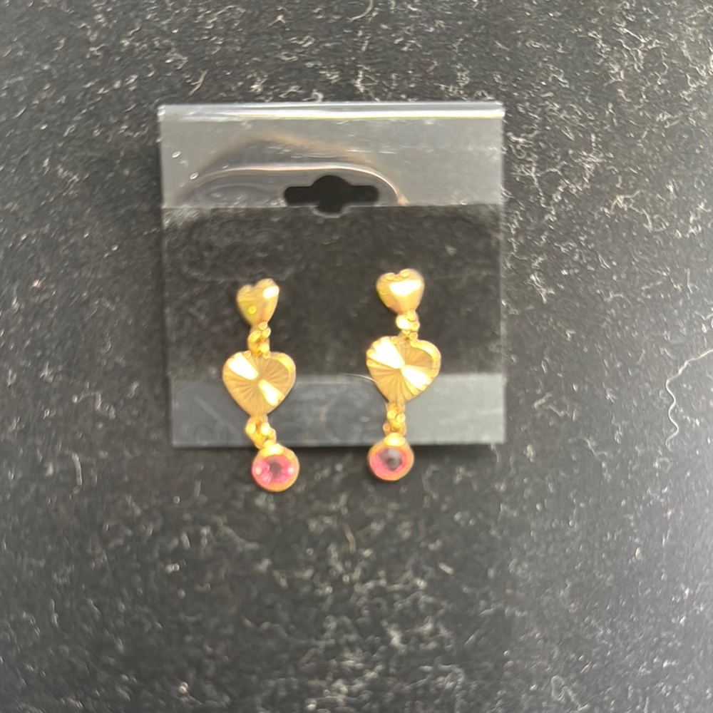 Gold Heart Drop Earrings